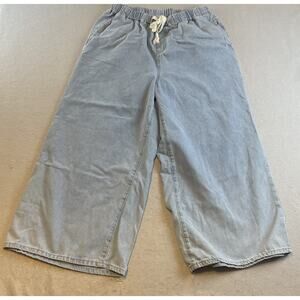 Cider Denim Wide Legged Capri Cropped Pants Sz 0XL Pull On Elastic Light